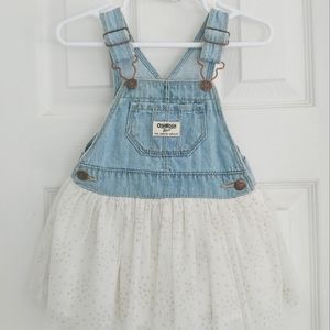 Oshkosh White and Gold Overall Dress